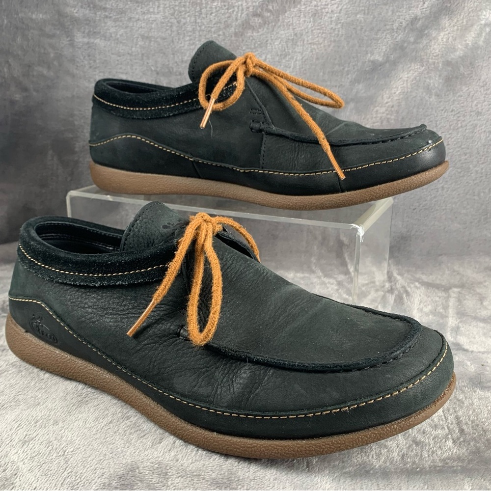 Chaco Pineland Moccasin Womens 9.5 Black Leather‎ Walking Shoes Lace Up Loafer